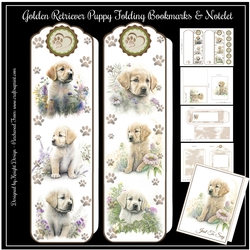 Golden Retriever Puppy Folding Bookmarks & Notelet