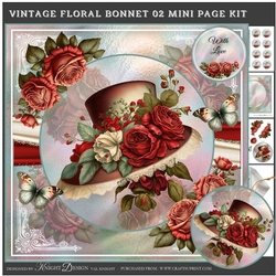Vintage Floral Bonnet 02 Mini Page Kit