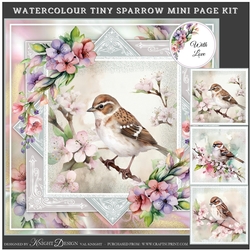Watercolour Tiny Sparrow Mini Page Kit