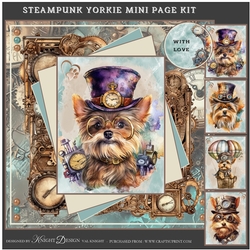 Steampunk Yorkie Mini Page Kit