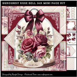 Burgundy Rose Bell Jar Mini Page Kit