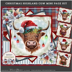 Christmas Highland Cow Mini Page Kit