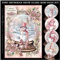Pink Snowman Snow Globe Mini Page Kit