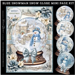 Blue Snowman Snow Globe Mini Page Kit