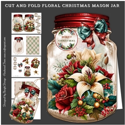Cut And Fold Floral Christmas Mason Jar Mini Page Kit