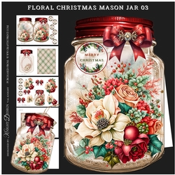 Cut And Fold Floral Christmas Mason Jar 03 Mini Page Kit