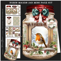 Christmas Robin Mason Jar Mini Page Kit