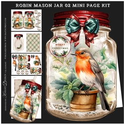 Christmas Robin Mason Jar 02 Mini Page Kit