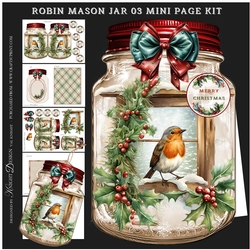 Christmas Robin Mason Jar 03 Mini Page Kit
