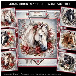 Floral Christmas Horse Mini Page Kit