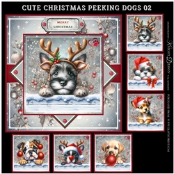 Cute Christmas Peeking Dogs 02 Mini Page Kit