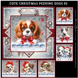 Cute Christmas Peeking Dogs 05 Mini Page Kit