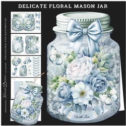 Delicate Floral Mason Jar Shaped Mini Page Kit