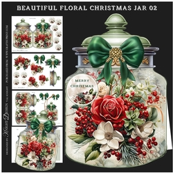 Beautiful Floral Christmas Jar 02 Shaped Mini Page Kit