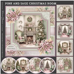 Pink And Sage Christmas Room Mini Page Kit