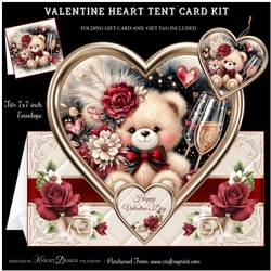 Valentine Teddy Heart Tent Card Kit 