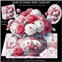 Vase Of Roses Tent Card Kit