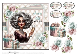 Cheers To 50 Years Card Front With Decoupage