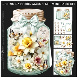 Spring Daffodils Mason Jar Shaped Mini Page Kit