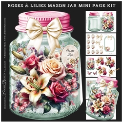 Roses & Lilies Mason Jar Shaped Mini Page Kit
