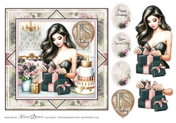 18 Today Card Front With Decoupage 