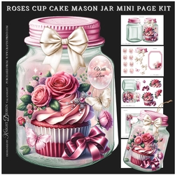 Roses Cup Cake Mason Jar Shaped Mini Page Kit