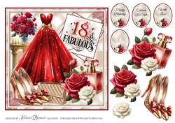 18 And Fabulous Card Front With Decoupage