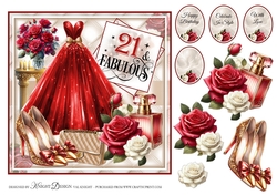 21 And Fabulous Card Front With Decoupage