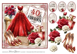40 And Fabulous Card Front With Decoupage