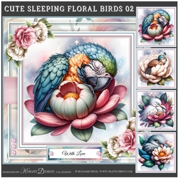 Cute Sleeping Floral Birds 02 Mini Page Kit