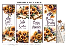 4 Sunflower Bookmarks