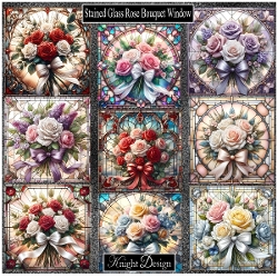 Rose Bouquet Stained Glass Window