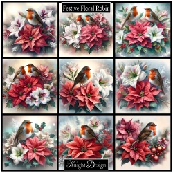 Festive Floral Robin