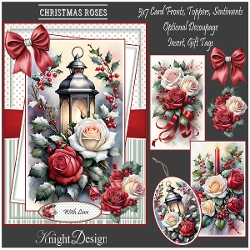 Christmas Roses Mini Kit With Set Of 3 Card Fronts
