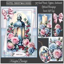 Pastel Christmas Roses Mini Kit With Set Of 3 Card Fronts