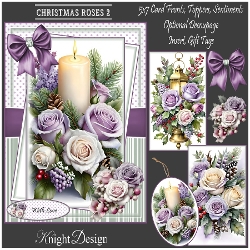 Christmas Roses 2 Mini Kit - Set Of 3 Card Fronts