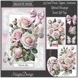 Delicate Roses Mini Kit With Set Of 3 Card Fronts