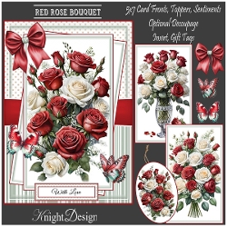 Red Rose Bouquet Mini Kit With Set Of 3 Card Fronts