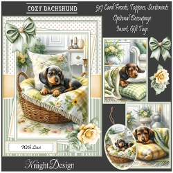 Cozy Dachshund Set Of 3 Card Fronts