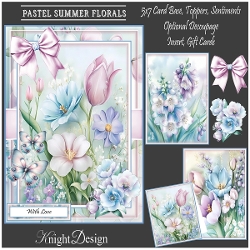 Pastel Summer Florals With 3 Toppers - Makes 3 Cards