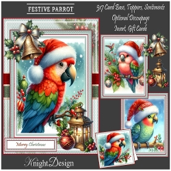Festive Parrot Mini Kit With 3 Toppers, Makes 3 Cards