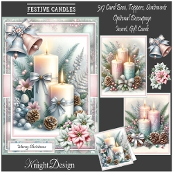 Festive Candles With 3 Toppers - Makes 3 Cards