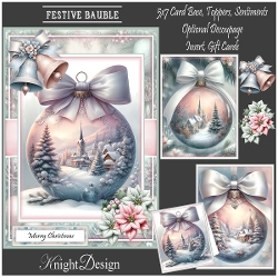 Festive Bauble With 3 Toppers - Makes 3 Cards