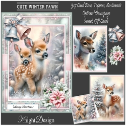 Cute Winter Fawn With 3 Toppers - Makes 3 Cards
