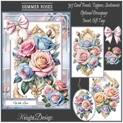 Summer Roses With 3 Toppers - Makes 3 Cards