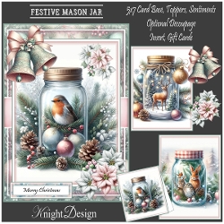 Festive Mason Jar Mini Kit With 3 Toppers, Makes 3 Cards