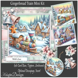 Gingerbread Train Mini Kit With 3 Toppers, Makes 3 Cards