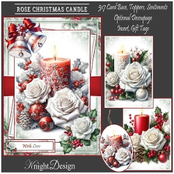 Rose Christmas Candle With 3 Toppers - Makes 3 Cards