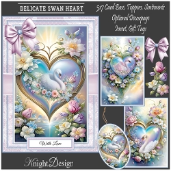 Delicate Swan Heart With 3 Toppers - Makes 3 Cards