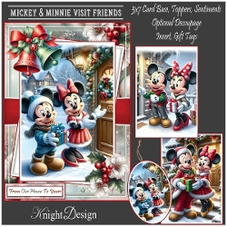 Mickey & Minnie Visit Friends With 3 Toppers - Makes 3 Cards